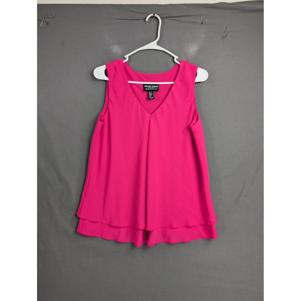 Frank Lyman Montreal Pink Sleeveless Layered V-Neck Blouse 61175 Size 6